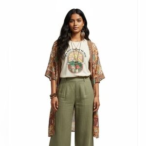 Vtg Vibes Hippie Off-white White Short Sleeve Cotton Graphic Tee Size Medium